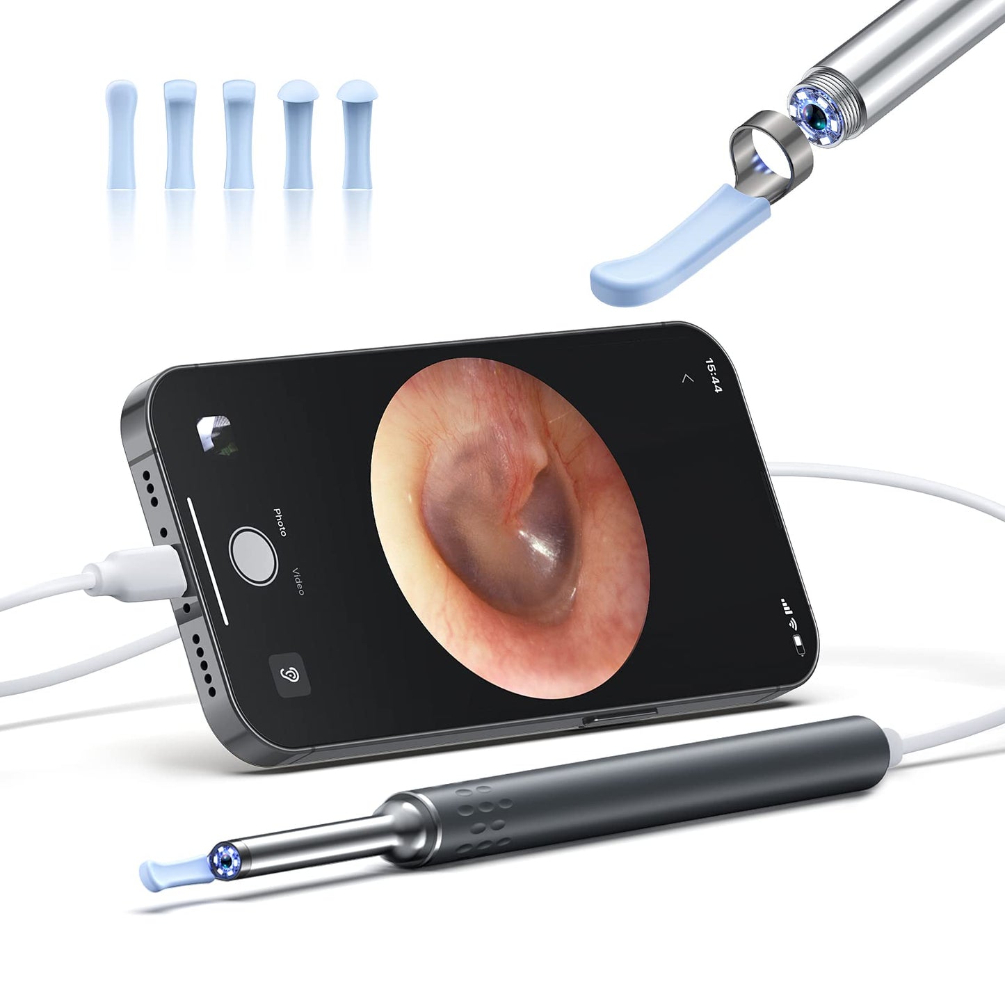 Otoscopio Limpiador Oidos Luz Camara Hd